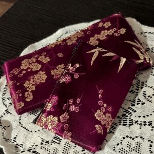 Silk, Elegant Floral Clutch and Card/Coin Holder Set